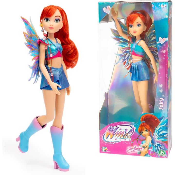 Papusa Zana Winx Bloom cu Aripi Stralucitoare si Articulatii