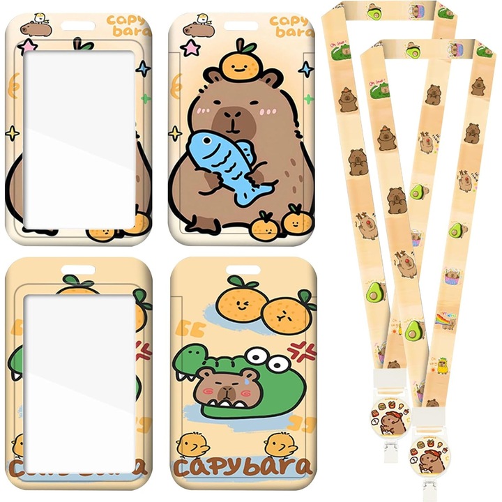Set 2 Suport Card ID Capybara Retractabil cu Snur