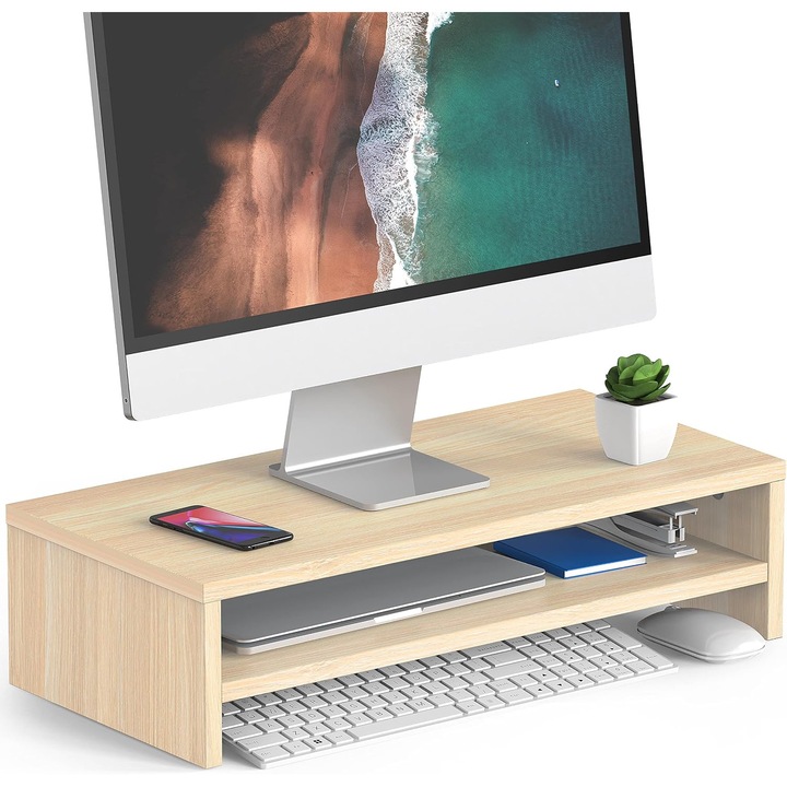 FITUEYES 2 Szintes Monitorállvány, 54x25.5cm, Asztali Rendező