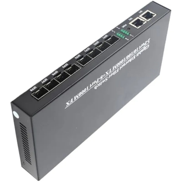 Медиен конвертор Ethernet 1.25G K0582-CJ-260825-1195, SFP порт 1.25G, RJ45 10/100/1000 Mbps, съвместим с SFP модули, предаване 550 м–10 км, метален корпус, черен