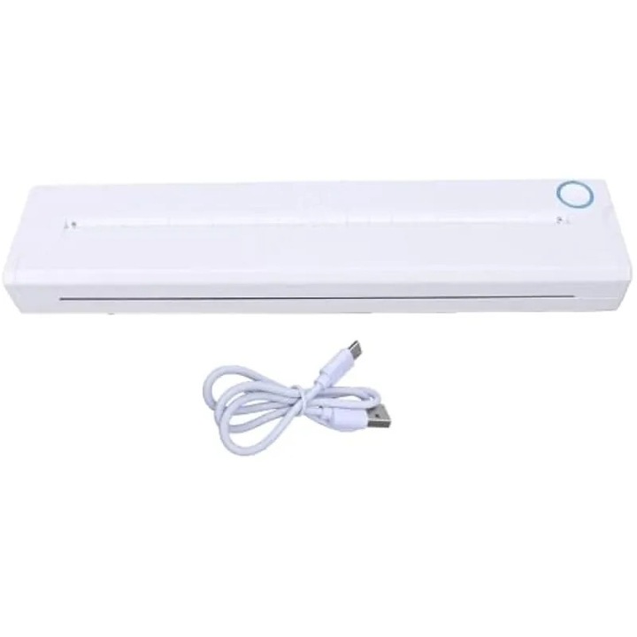 Hordozható A4 hőnyomtató K0582-CJ-260825-1350, 203 dpi, Bluetooth, USB-C, 1200 mAh akkumulátor, tintamentes, fehér, 265x58x30 mm