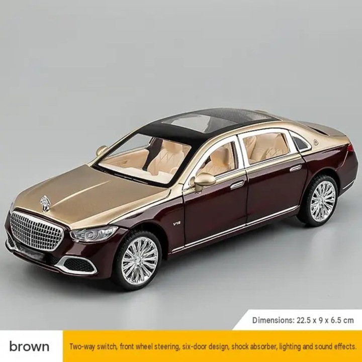 Modellautó 1:24 S680 ötvözetből, visszahúzós mechanizmussal és nyitható ajtókkal, barna/arany, 22.5 x 9 x 6.5 cm