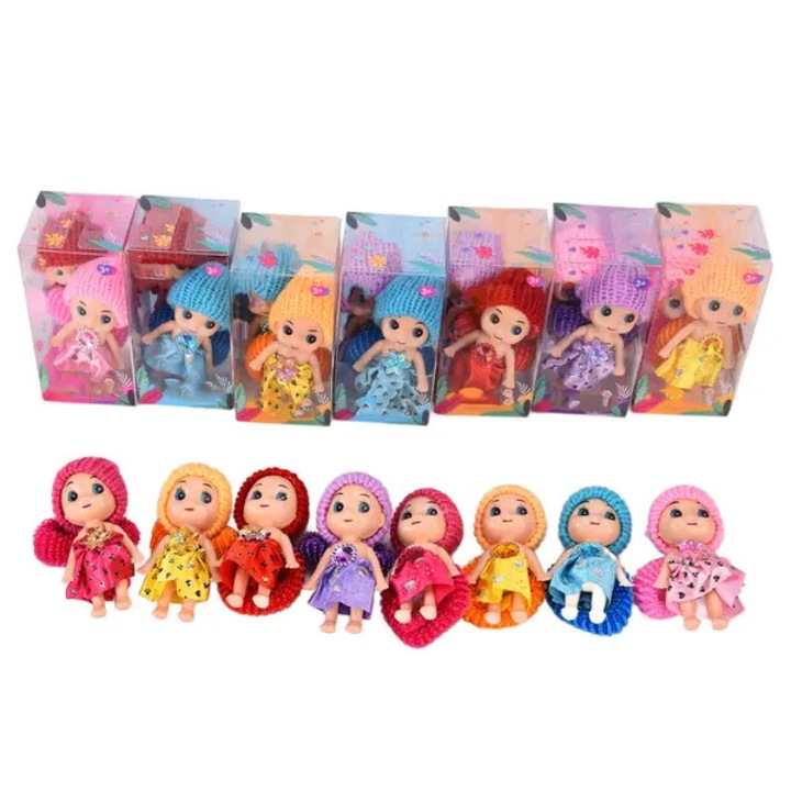Papusi mini pentru fete din PVC si material textil, set 24 buc., multicolor, 7 x 4 cm, recomandate 3+ ani