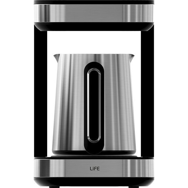 Ibrik electric Life Tabis 2 (221-0531), 400W, ibric detasabil din inox, capacitate 200 ml (pana la 4 cescute), 2 moduri de preparare Normal/Slow, senzor anti-revarsare si oprire automata, negru/argintiu