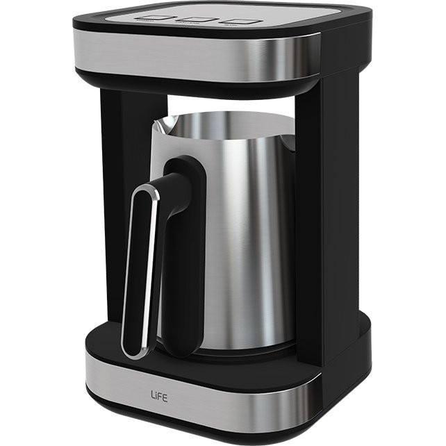 Ibrik electric Life Tabis 2 (221-0531), 400W, ibric detasabil din inox, capacitate 200 ml (pana la 4 cescute), 2 moduri de preparare Normal/Slow, senzor anti-revarsare si oprire automata, negru/argintiu