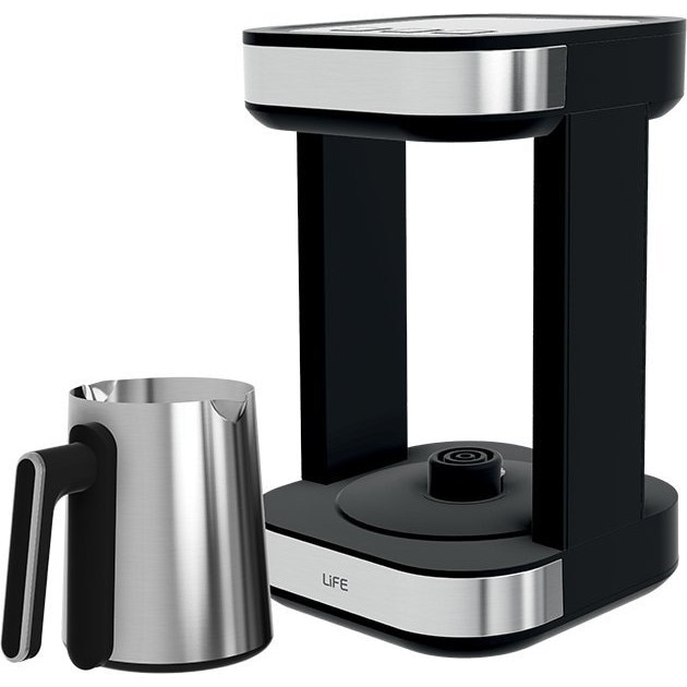 Ibrik electric Life Tabis 2 (221-0531), 400W, ibric detasabil din inox, capacitate 200 ml (pana la 4 cescute), 2 moduri de preparare Normal/Slow, senzor anti-revarsare si oprire automata, negru/argintiu