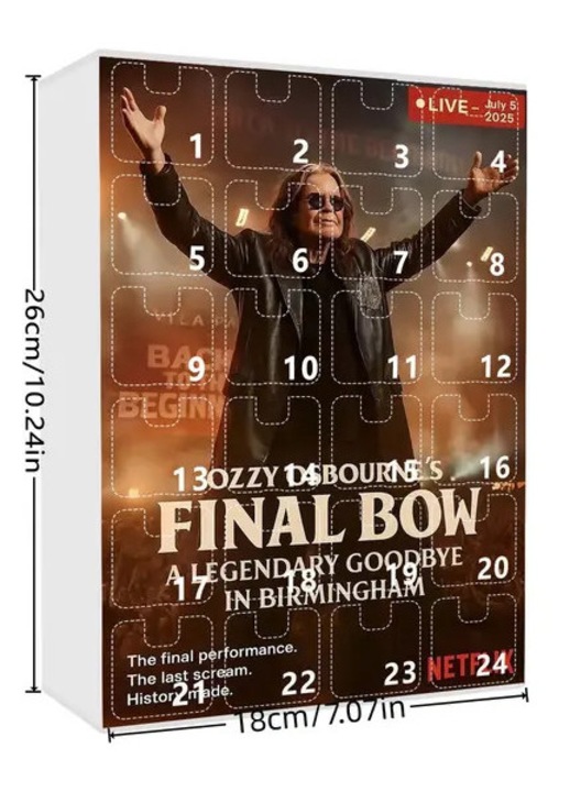Ozzy Osbourne "Final Bow" adventi naptár 24 meglepetés kulcstartóval, akril, többszínű, 26 x 18 cm, 24 darab