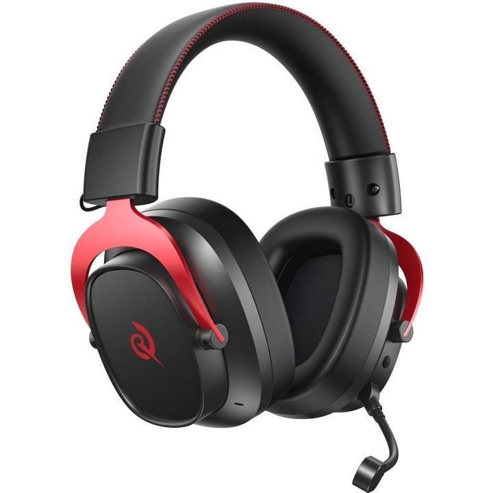 Headset gaming QCY Heroad VT200 Pro (QCY-H8GM TriRed) tri-mod 3.5mm/2.4GHz/Bluetooth 6.0, Surround 7.1, drivere 53 mm, negru/rosu