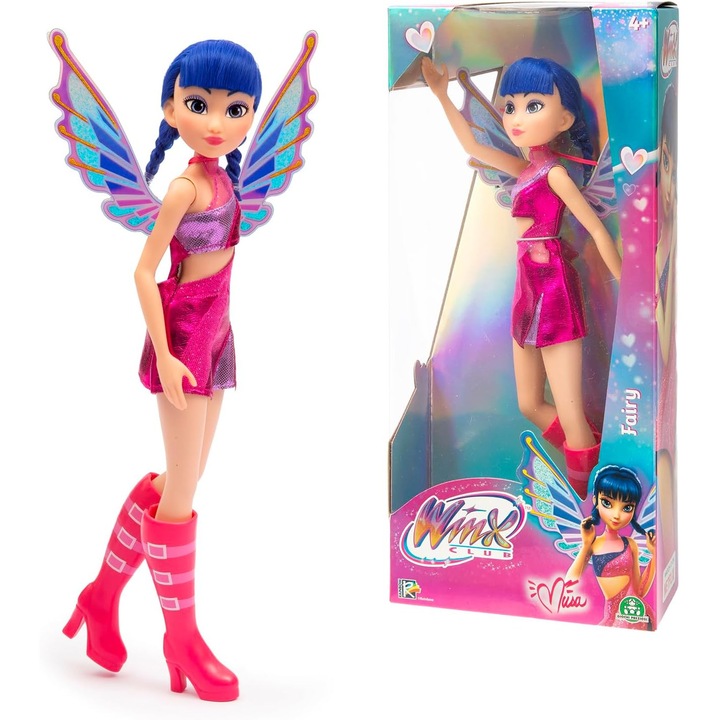 Papusa Zana Musa Winx cu Aripi Stralucitoare si Articulatii - Accesorii Demontabile