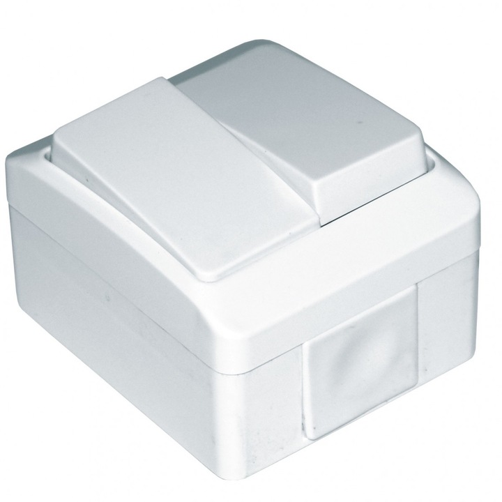 Intrerupator dublu HEPOL PT, Aparent/PT, Alb