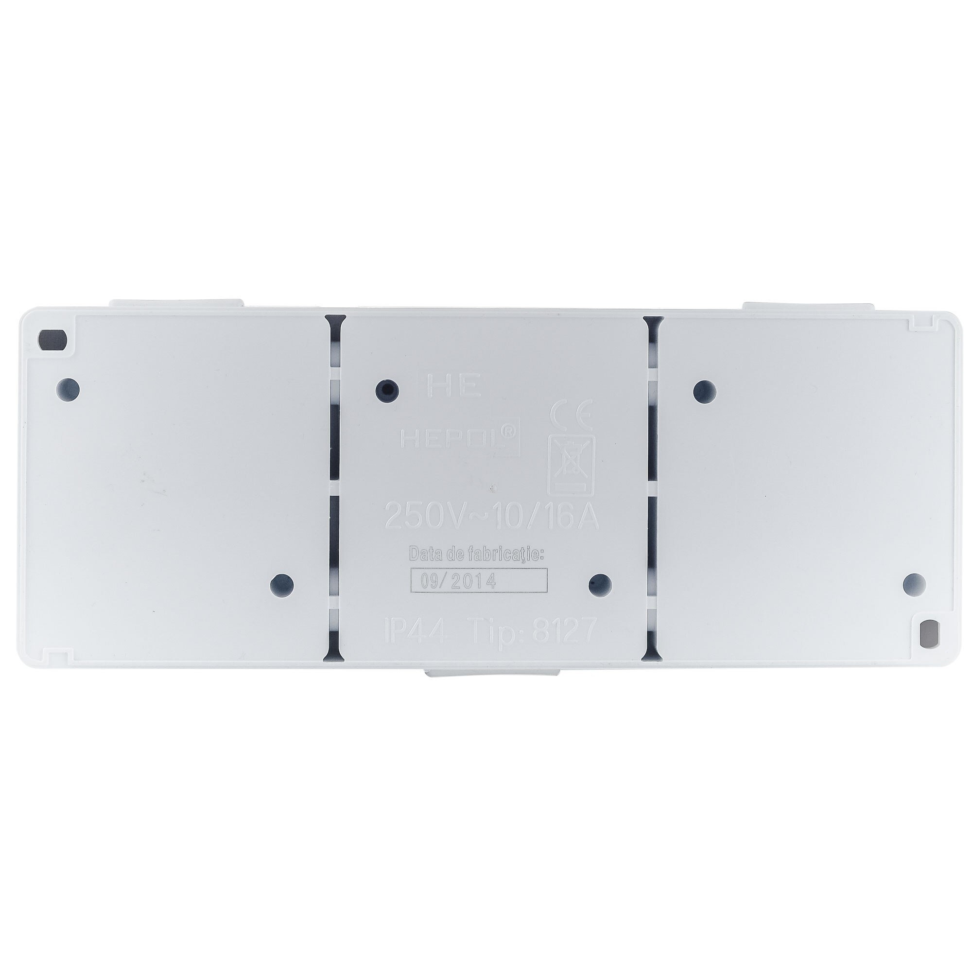 Priza tripla cu capac HEPOL PT, Aparent/PT, Alb