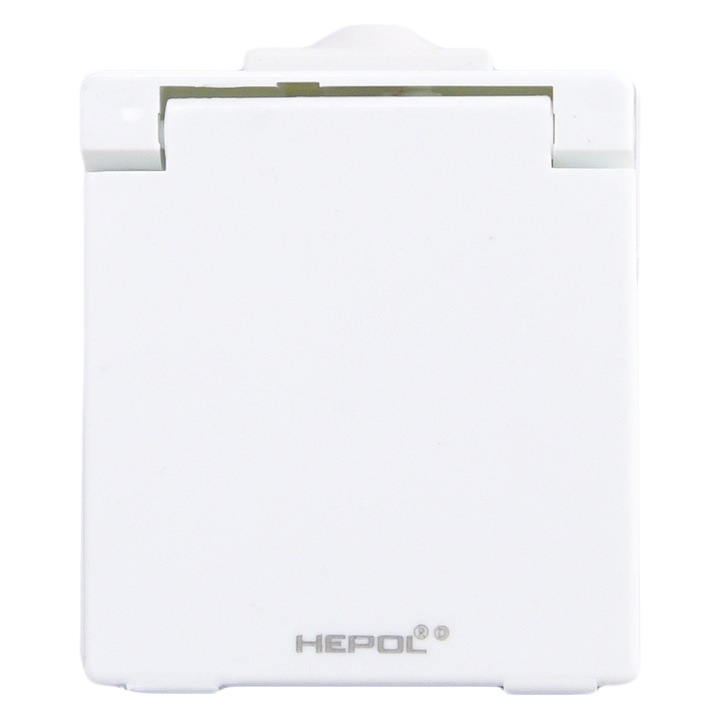 Priza simpla cu capac HEPOL AG, Aparent/PT, Alb