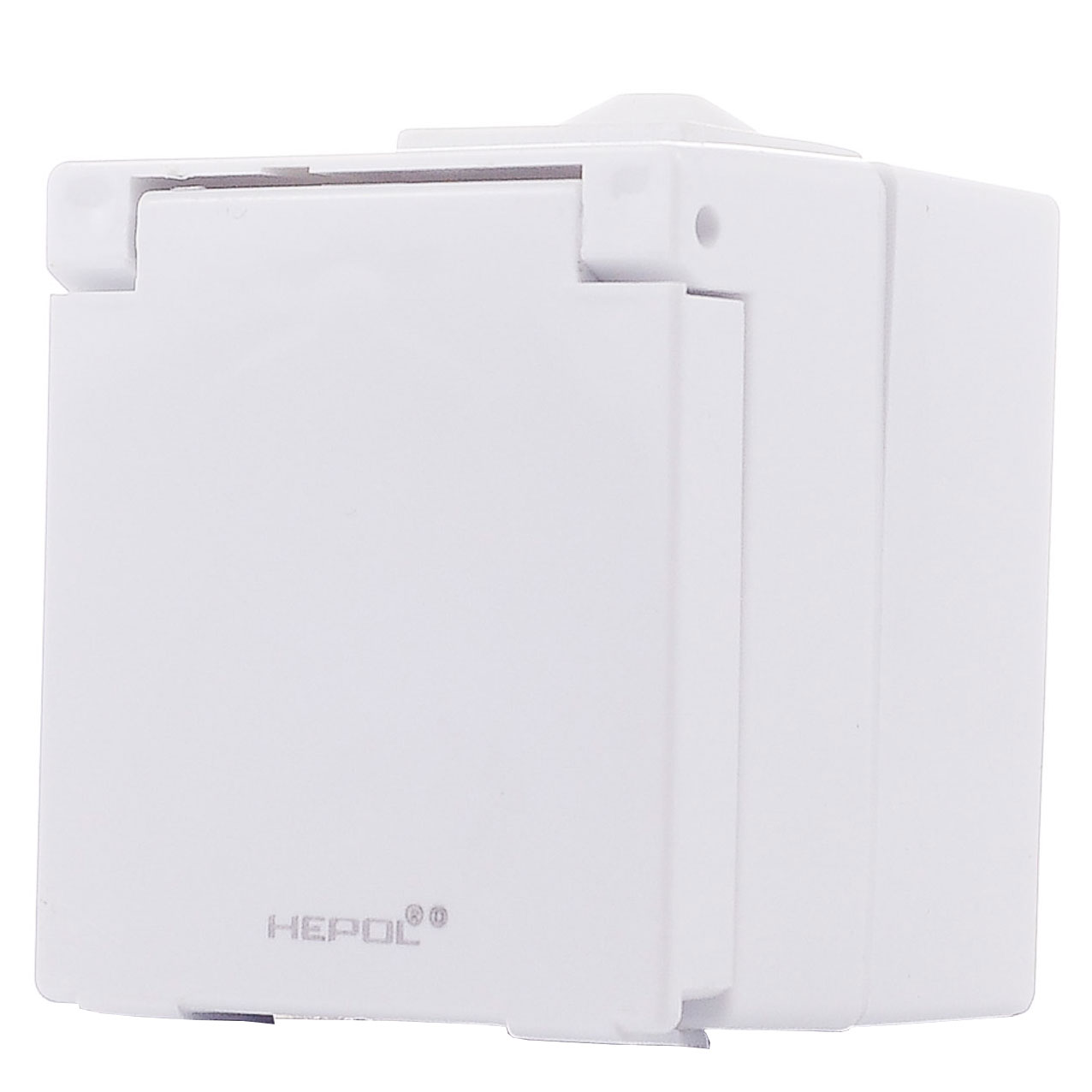 Priza simpla cu capac HEPOL AG, Aparent/PT, Alb