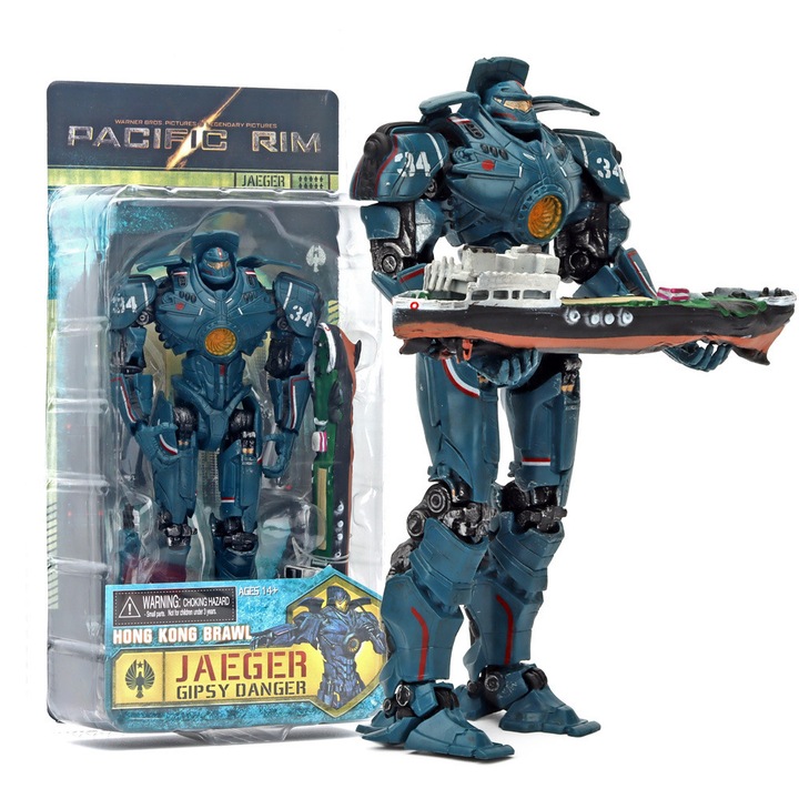 Figurina de actiune Pacific Rim Jaeger Gipsy Danger articulata cu multiple articulatii, albastru, in ambalaj blister, k0587-260824-1247
