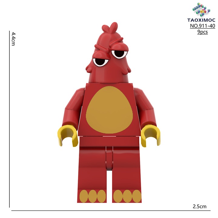 Figurina Poppy Playtime NO.911-40 Big Red Bird, articulata, din ABS compatibila cu blocuri standard, rosu, 4.4 cm