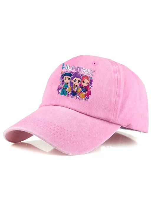 Sapca baseball din bumbac vintage cu imprimeu anime, roz, reglabila