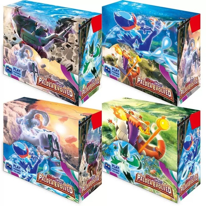 Carduri colectionabile Pokemon Paldea Evolved, pachete booster, arta color, multicolor