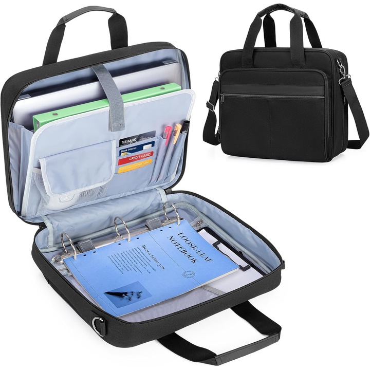 Agenda A4 cu Inele, Fermoar si Maner, pentru Laptop 13 inch