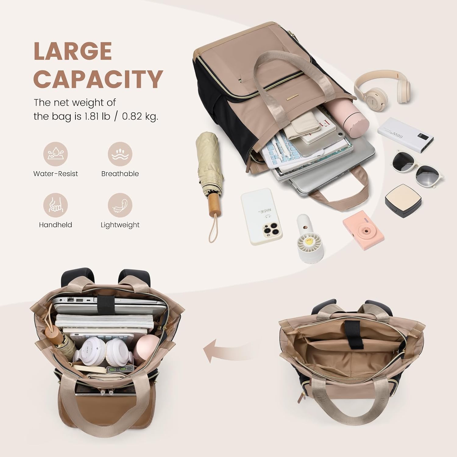 Rucsac Elegant Dama, Laptop 16 Inch, Geanta Voiaj, Maro