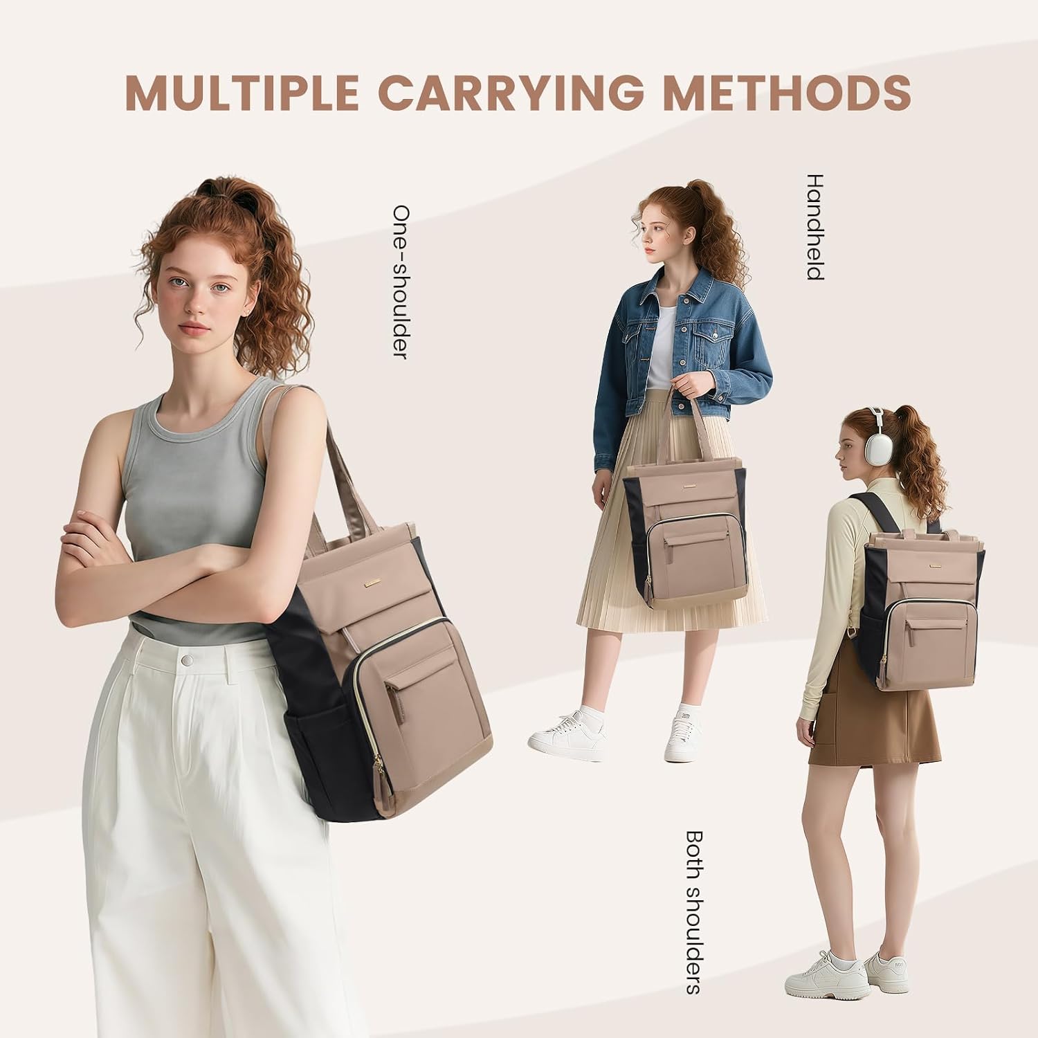 Rucsac Elegant Dama, Laptop 16 Inch, Geanta Voiaj, Maro