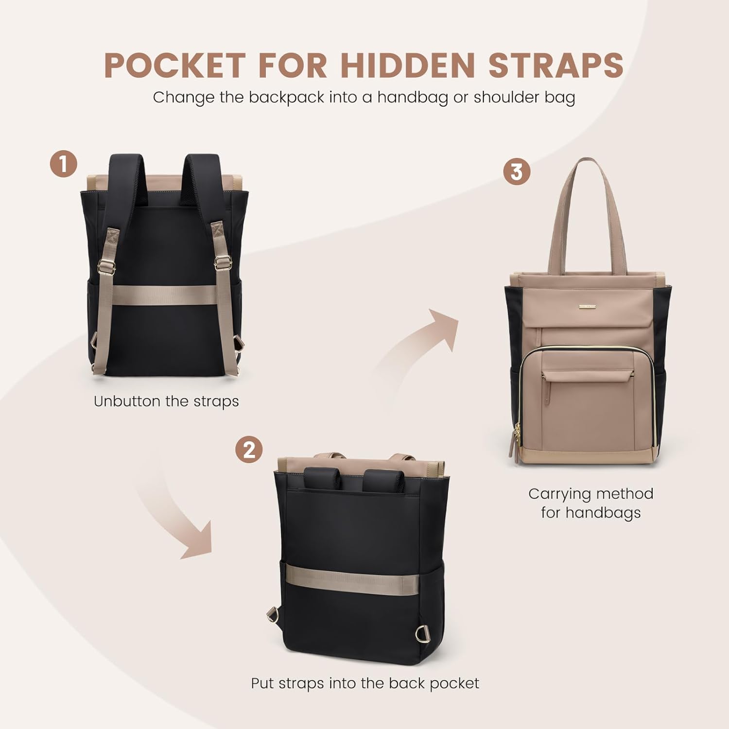 Rucsac Elegant Dama, Laptop 16 Inch, Geanta Voiaj, Maro