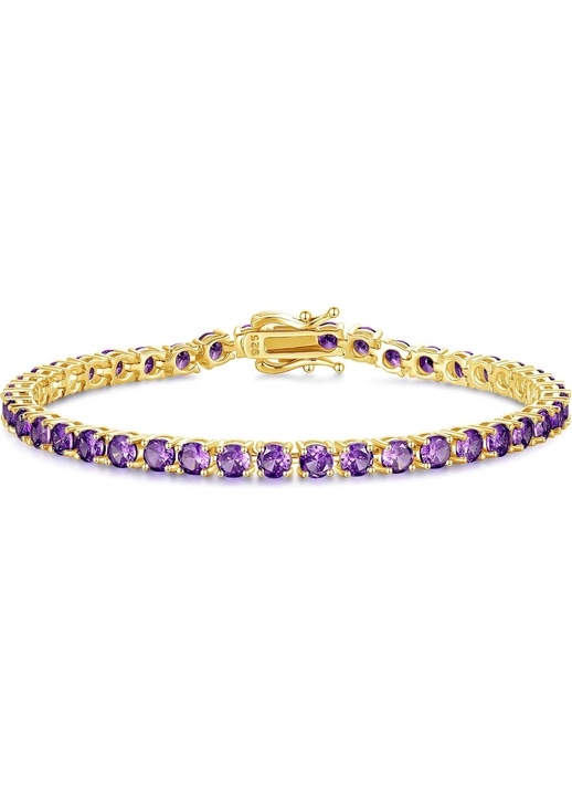 Bratara Tennis Aur 14K Fancime cu Ametist Sintetic, Cadou Piatra de Nastere