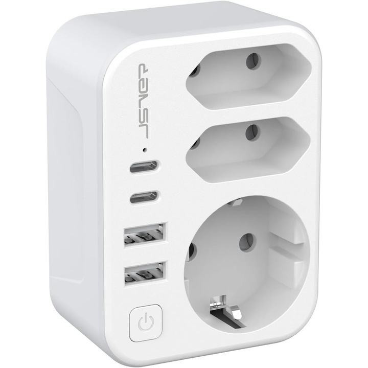 Adaptor Calatorie Tip M Africa de Sud cu 1 Priza Schuko, 2 UE, 4 USB