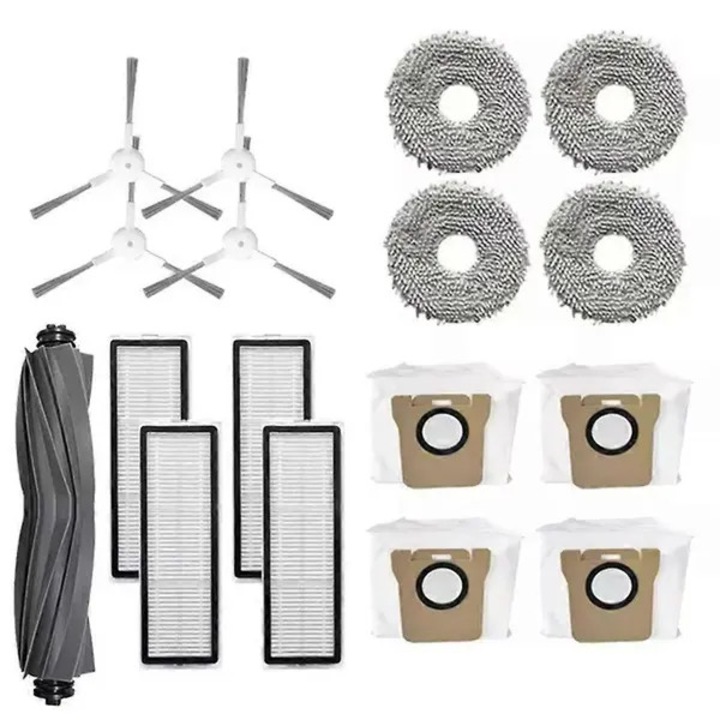Set piese de schimb pentru robot aspirator For Bot L10s Pro L10s Ultra PRE-CJk0515-26-0826-067, perie rola 1, perii laterale 4, filtre 4, lavete mop 4, saci de praf 4, multicolor