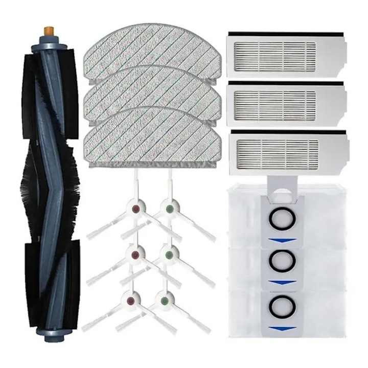 Set piese de schimb pentru Deebot T10 Plus (PRE-CJk0515-26-0826-579), 1 perie principala, 6 perii laterale, 3 filtre, 3 lavete, 3 saci de praf, negru/alb