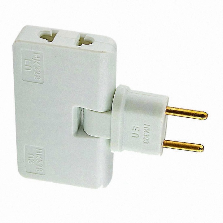 Adaptor priza rotativ EU CJ-F-K0204-20260826-198, 1-in-3 prize, ABS, 100–240 V, 10 A, 1500 W, alb