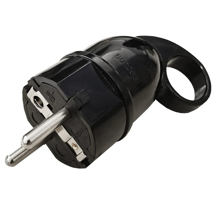 Fisa cu inel Line, contact de protectie, 16A, negru