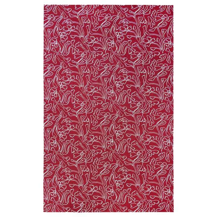 Terítő 145x240 cm piros fehér/virágmintás