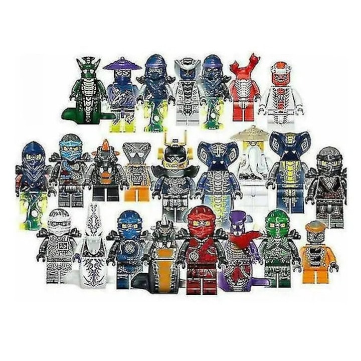 Комплект от 24 мини фигурки, съвместими с LEGO Ninjago, ABS, 4,5 см, многоцветни