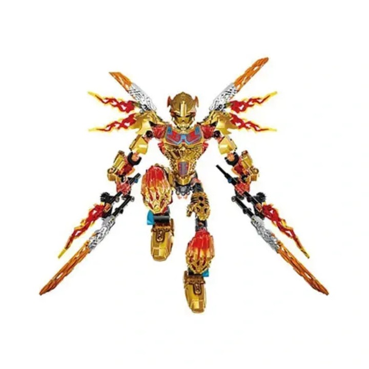 Figurina de constructie compatibila cu Bionicle Tahu PRE-CJk0515-26-0826-5873, articulata, din ABS, multicolor, 40 x 29 x 5.5 cm