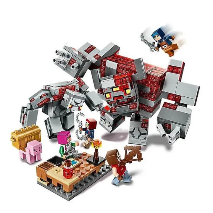 Set de constructie blocuri compatibil Lego Minecraft 21163 Redstone Battle, ABS, 528 piese, multicolor