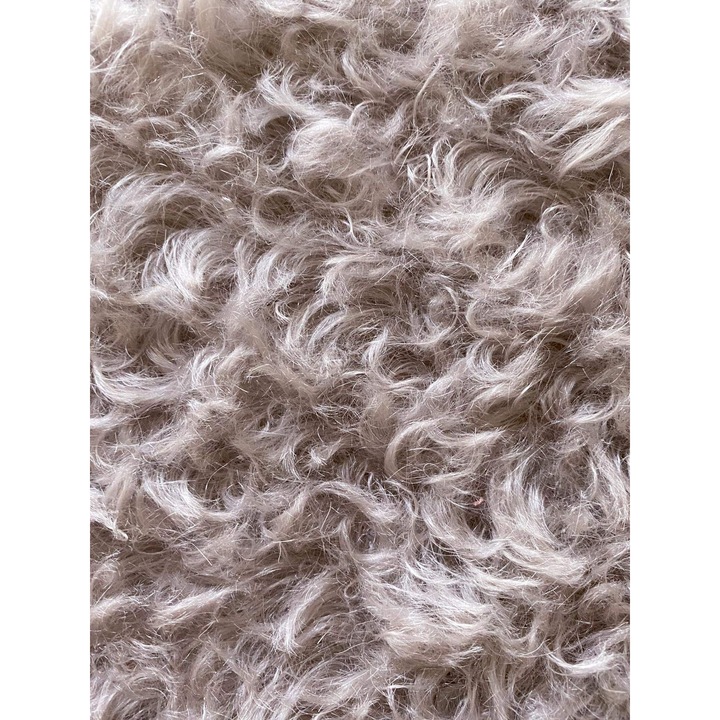 Steiff Schulte német 100% moher szőrme anyag mackóhoz, 100% pamut alap – 5973 bézs, göndör, 70×100 cm