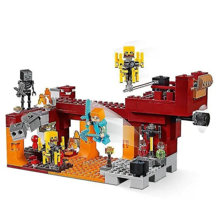 Set de constructie compatibil Lego Minecraft 21154 The Blaze Bridge, ABS, 378 piese, multicolor