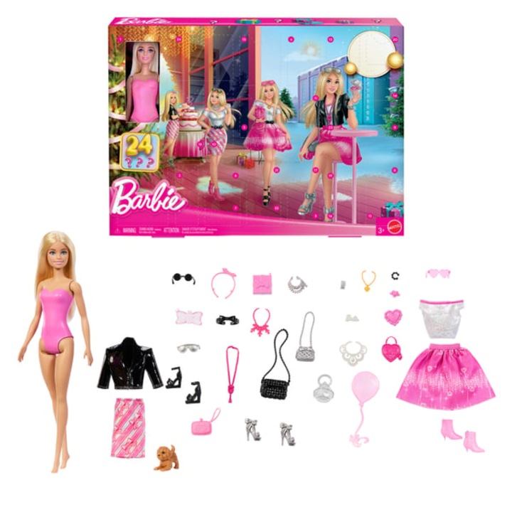 Calendar de Advent pentru papusi, set tinute si accesorii — 24 surprize, roz