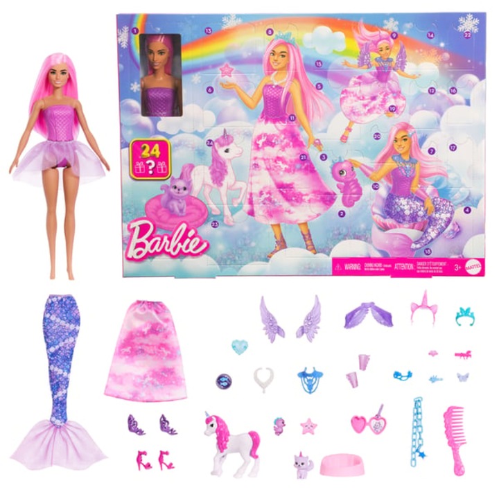 Calendar de Advent cu papusa si 24 surprize cu unicorn, coada de sirena si accesorii, roz/mov, CJ-CDON-K0238-260824-1328