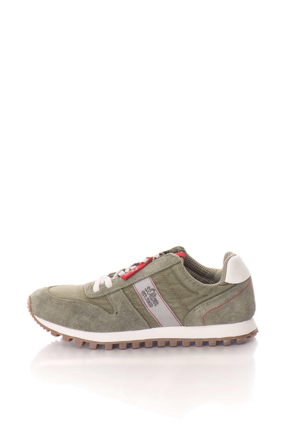 s.Oliver, Pantofi sport cu garnituri din piele intoarsa, Verde