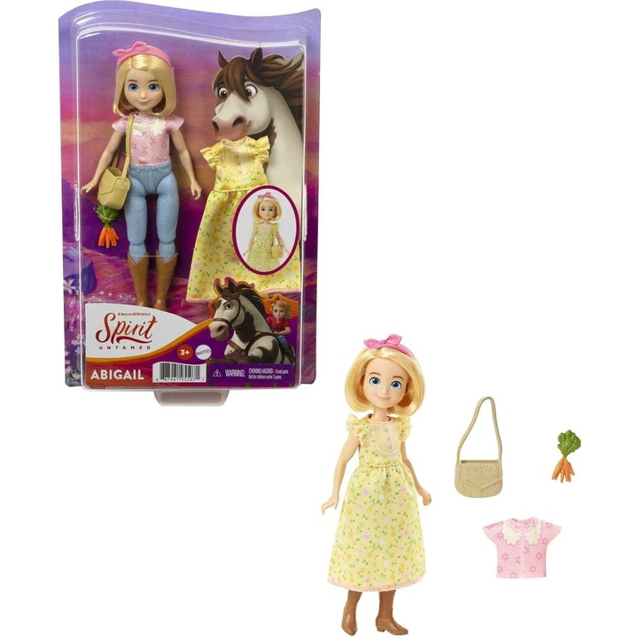 Papusa Abigail Spirit Untamed (18 cm) cu 2 Tinute si Accesorii