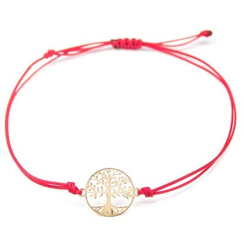 Bratara F&F, Copacul Vietii cu snur rosu reglabil, Aur Galben 14K Bratara F&F, Copacul Vietii cu snur rosu reglabil, Aur Galben 14K