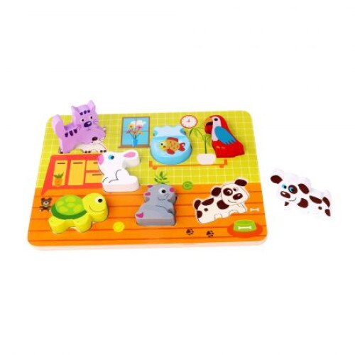 Puzzle lemn, animale diverse, multicolor