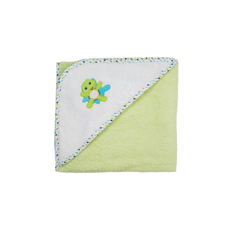 Prosop cu capison si broderie, Bubaba, model Frog, 75x75 cm (0 luni - 1 an)