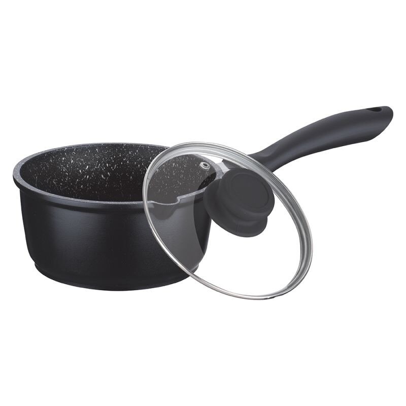 Cratita aluminiu Peterhof, Invelis granit, 1.25 L, Capac, Negru