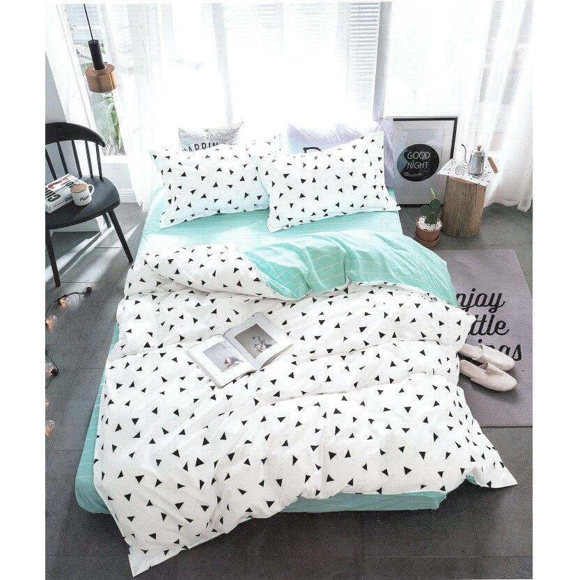 Lenjerie bumbac satinat 2 persoane, 4 piese, alb, JN052