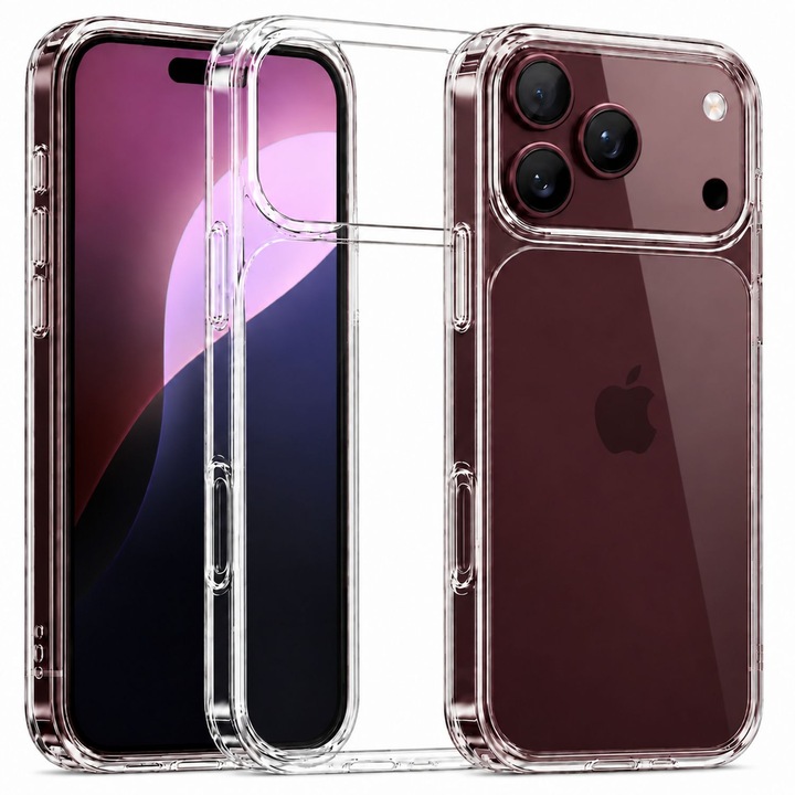 Husa pentru iPhone 18 Pro Max, Transparenta Crystal Clear, Protectie Militara Antisoc, Rezistenta la Ingalbenire, Bumper Ranforsat