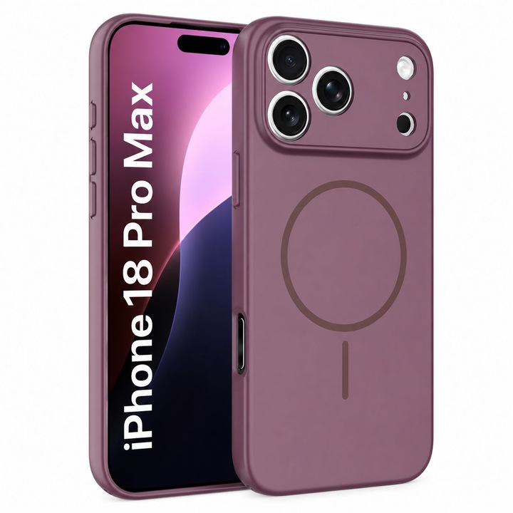 Husa de Protectie pentru iPhone 18 Pro Max/ iPhone 17 Pro Max, PC + TPU, Compatibila MagSafe, Antisoc, Visiniu