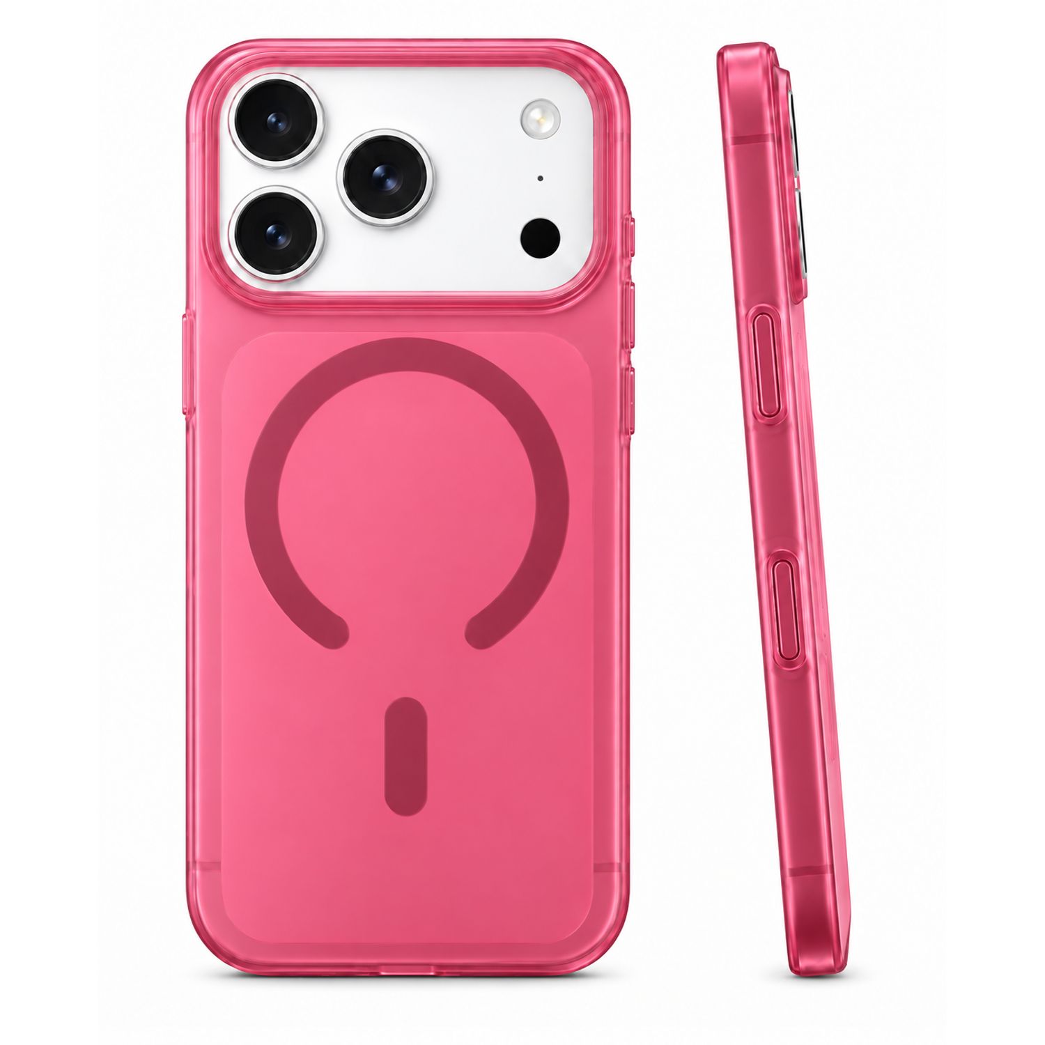 Husa pentru iPhone 18 Pro Max/ iPhone 17 Pro Max, din PC, MagSafe, Ultra Slim, Finisaj Mat Translucid, Anti-Amprenta, Protectie Camera, Rosu Cires