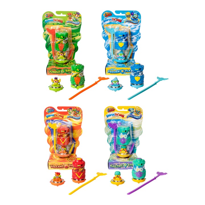 SUPERZINGS Играчки комплект, 4 Battle Spinners, 4 фигури, многоцветен